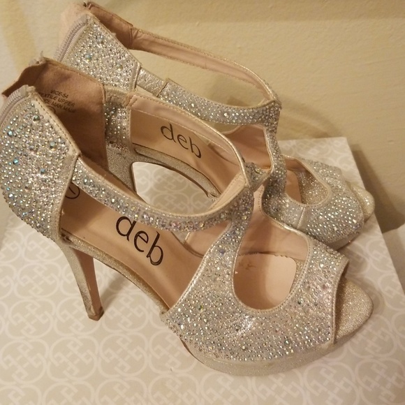 Silver rhinestone glitter high heel sandals - Picture 2 of 4